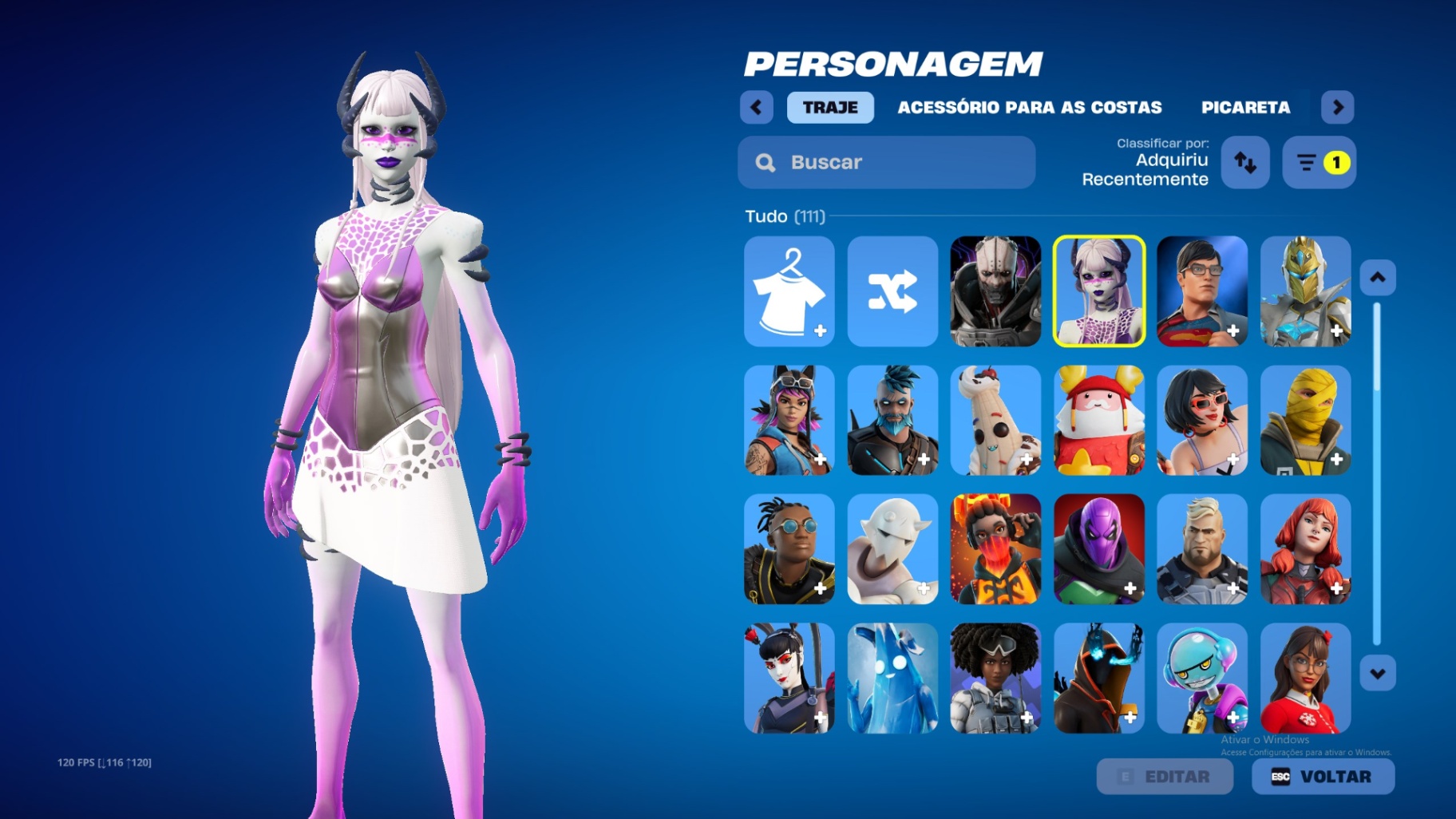 109 SKINS + 25 DE LOJA + LARA CROFT + LEVIATHAN + 131 PICARETAS + NFA + INATIVA DESDE 23/04/2026 (119 DIAS ATRÁS)