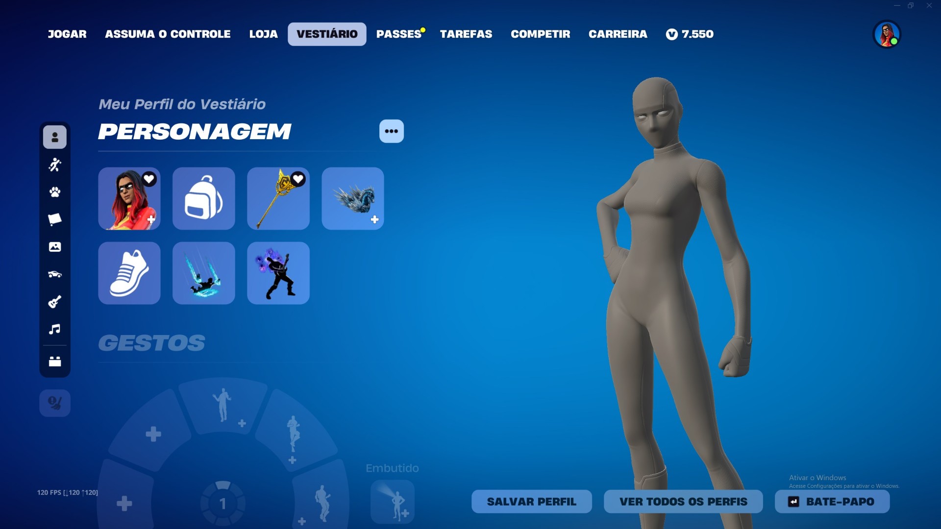 152 SKINS + 37 DE LOJA + 7.550 VBUCKS + 161 PICARETAS + FULL ACESSO