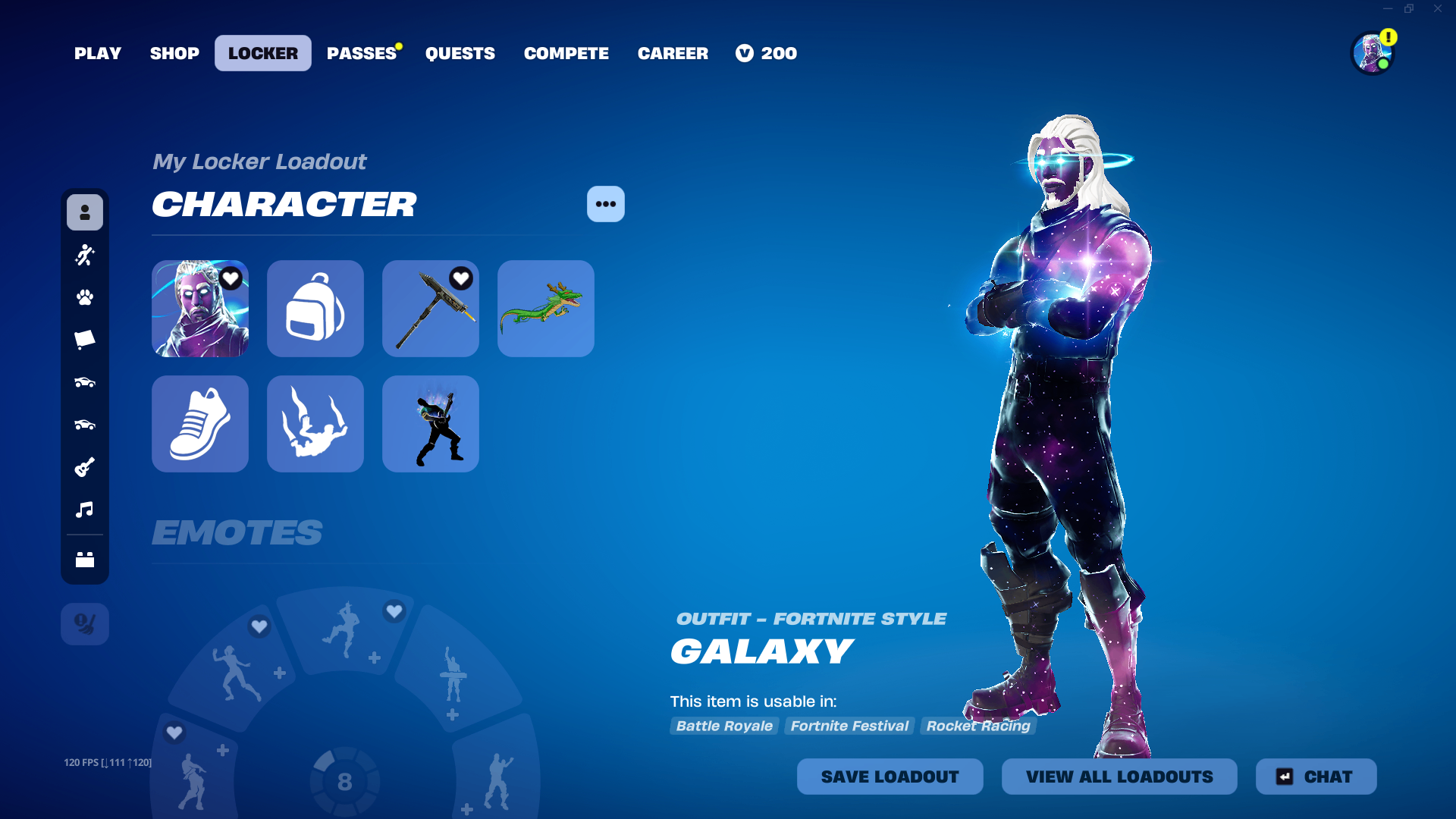 109 SKINS + 45 DE LOJA + GALAXY + SEASON 3 FULL + 138 PICARETAS + NFA + INATIVA DESDE 09/11/2024