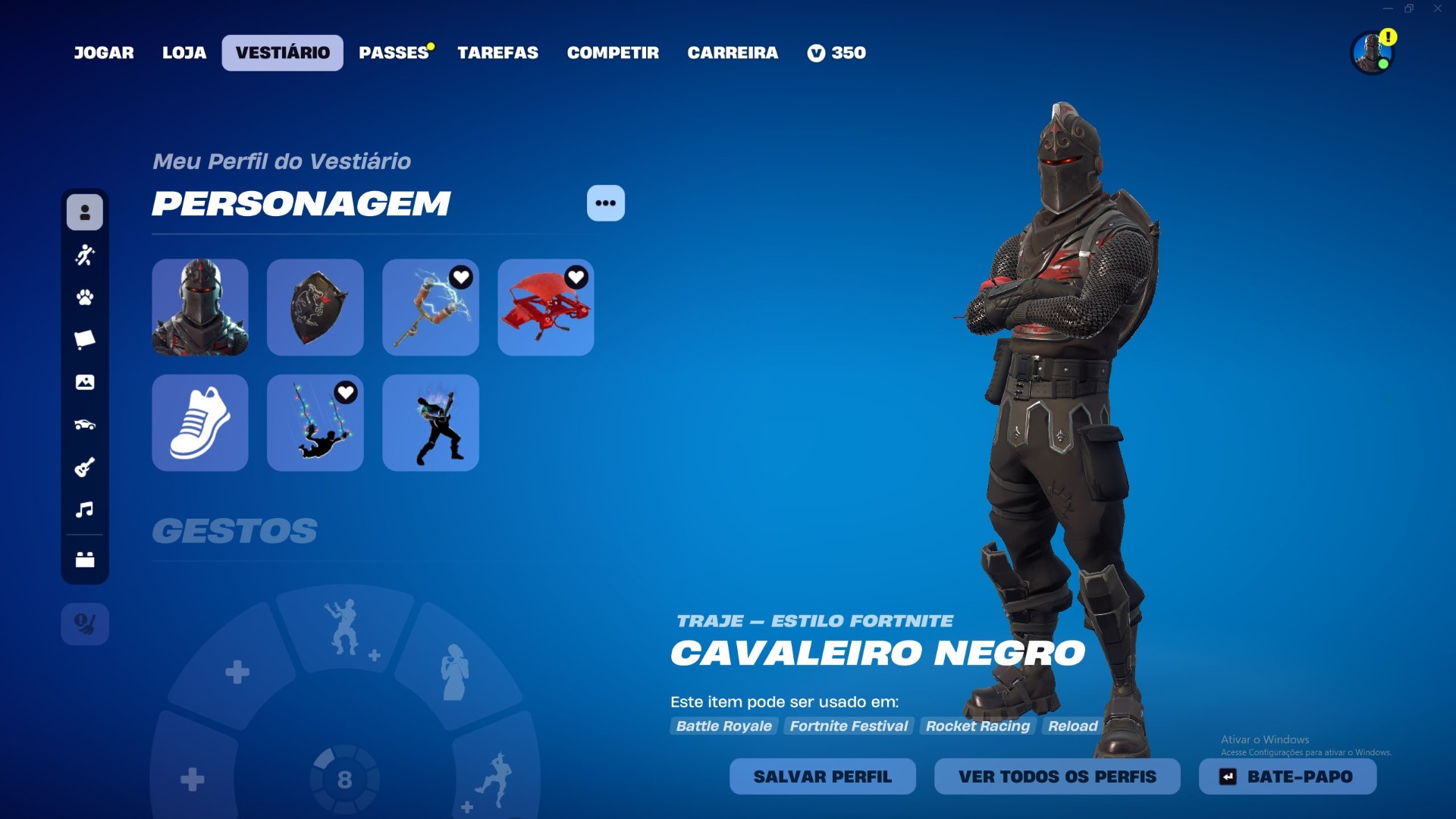 60 SKINS + CAVALEIRO NEGRO + 76 PICARETAS + NFA + INATIVA DESDE 21.05.26 (112 days ago)